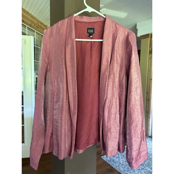 Eileen Fisher Jackets & Blazers - Eileen Fisher Jacket Women M Pink Silk Luxe Streetwear Shiny Chic Sustainable